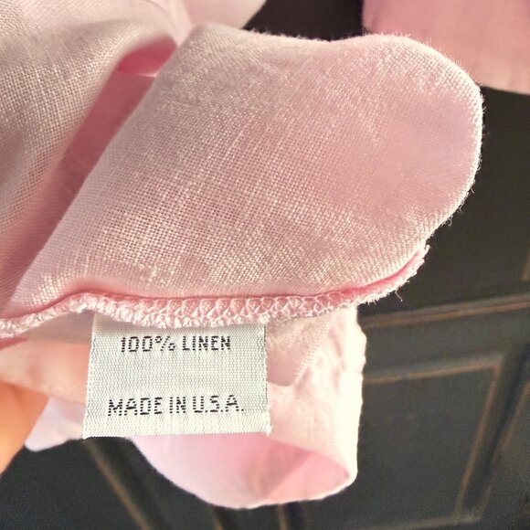 MEDIUM Bryn Walker Judy Pink Linen Boxy Tunic Top Kangaroo Pocket V-Neck - Picture 5 of 7